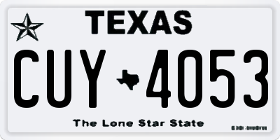 TX license plate CUY4053