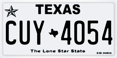 TX license plate CUY4054