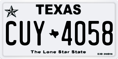 TX license plate CUY4058