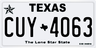 TX license plate CUY4063