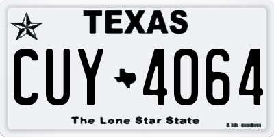 TX license plate CUY4064