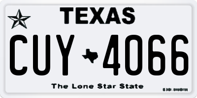 TX license plate CUY4066
