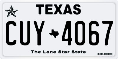 TX license plate CUY4067