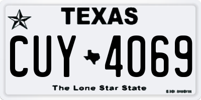TX license plate CUY4069