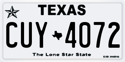 TX license plate CUY4072