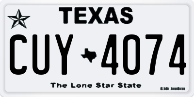 TX license plate CUY4074