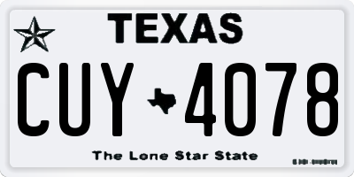 TX license plate CUY4078
