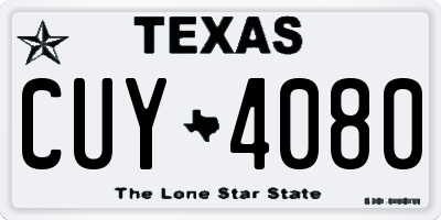 TX license plate CUY4080