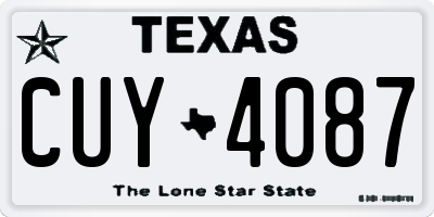 TX license plate CUY4087