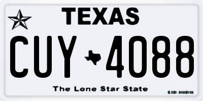 TX license plate CUY4088