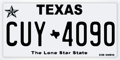 TX license plate CUY4090