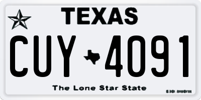 TX license plate CUY4091