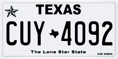 TX license plate CUY4092