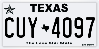 TX license plate CUY4097