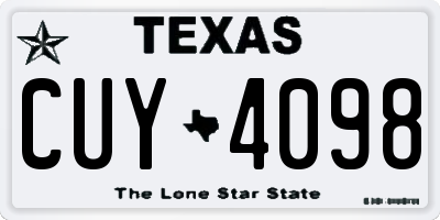 TX license plate CUY4098