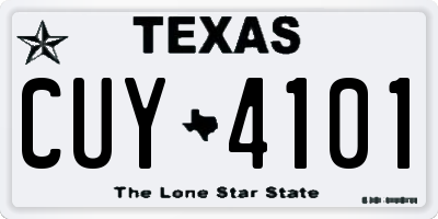 TX license plate CUY4101
