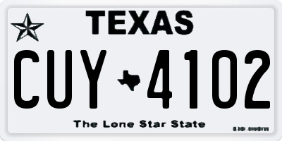TX license plate CUY4102