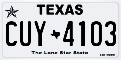 TX license plate CUY4103