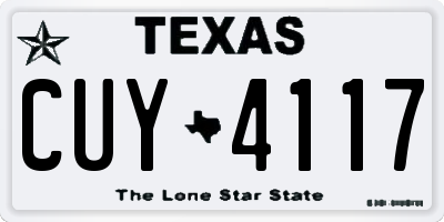 TX license plate CUY4117