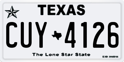 TX license plate CUY4126