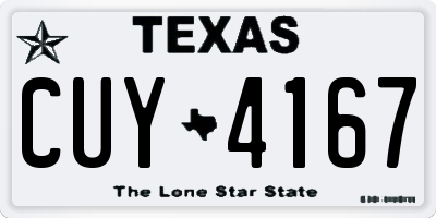 TX license plate CUY4167