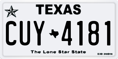 TX license plate CUY4181