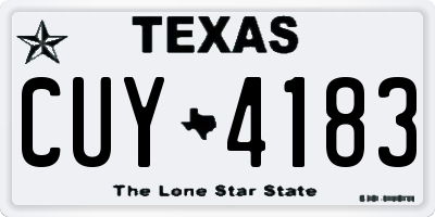 TX license plate CUY4183