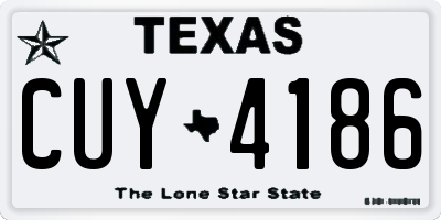 TX license plate CUY4186