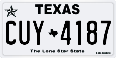 TX license plate CUY4187
