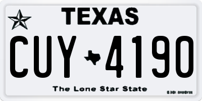 TX license plate CUY4190