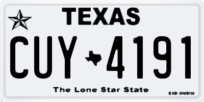 TX license plate CUY4191