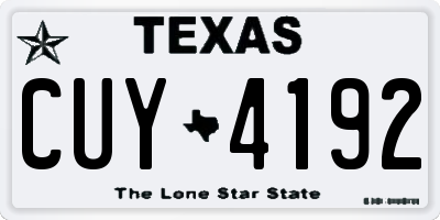 TX license plate CUY4192