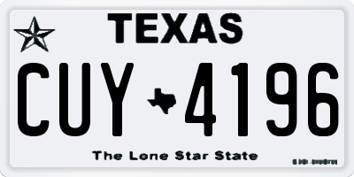 TX license plate CUY4196