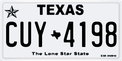 TX license plate CUY4198