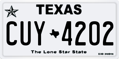 TX license plate CUY4202
