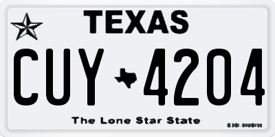 TX license plate CUY4204
