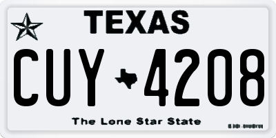 TX license plate CUY4208