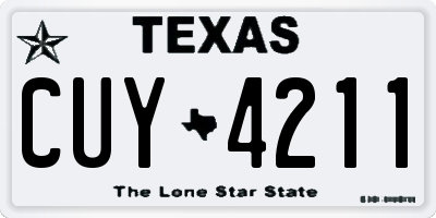 TX license plate CUY4211