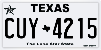 TX license plate CUY4215