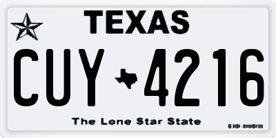TX license plate CUY4216