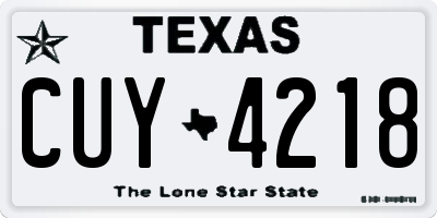 TX license plate CUY4218