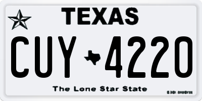 TX license plate CUY4220