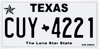 TX license plate CUY4221
