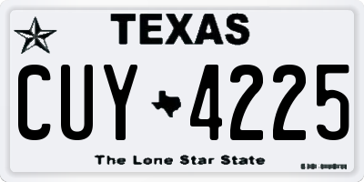 TX license plate CUY4225