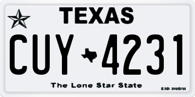 TX license plate CUY4231