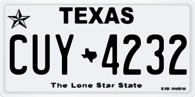 TX license plate CUY4232