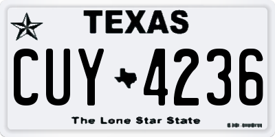 TX license plate CUY4236
