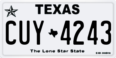 TX license plate CUY4243