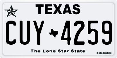 TX license plate CUY4259