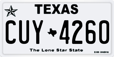 TX license plate CUY4260